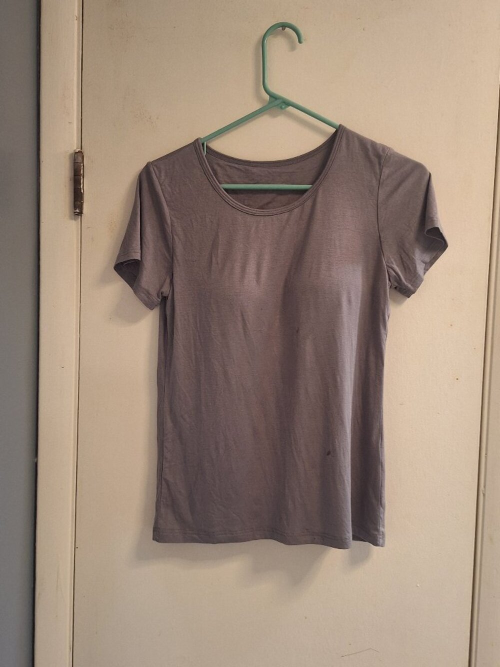 grey shirt with bra padding and shorts